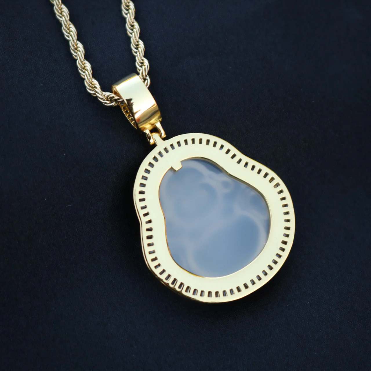 White Buddha Baguette Pendant - Gold - Image 2