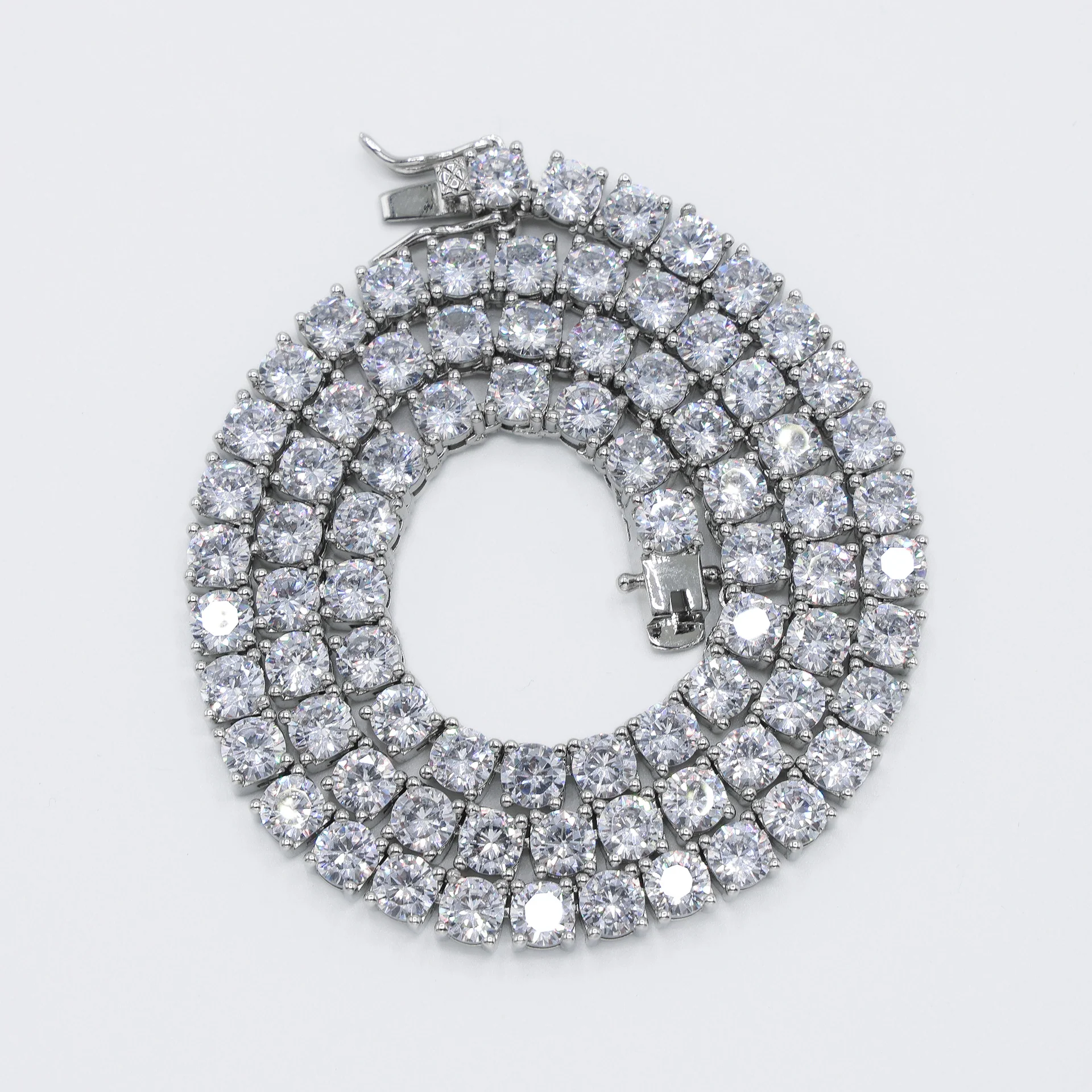 5mm Tennis Necklace - White Gold - Image 3