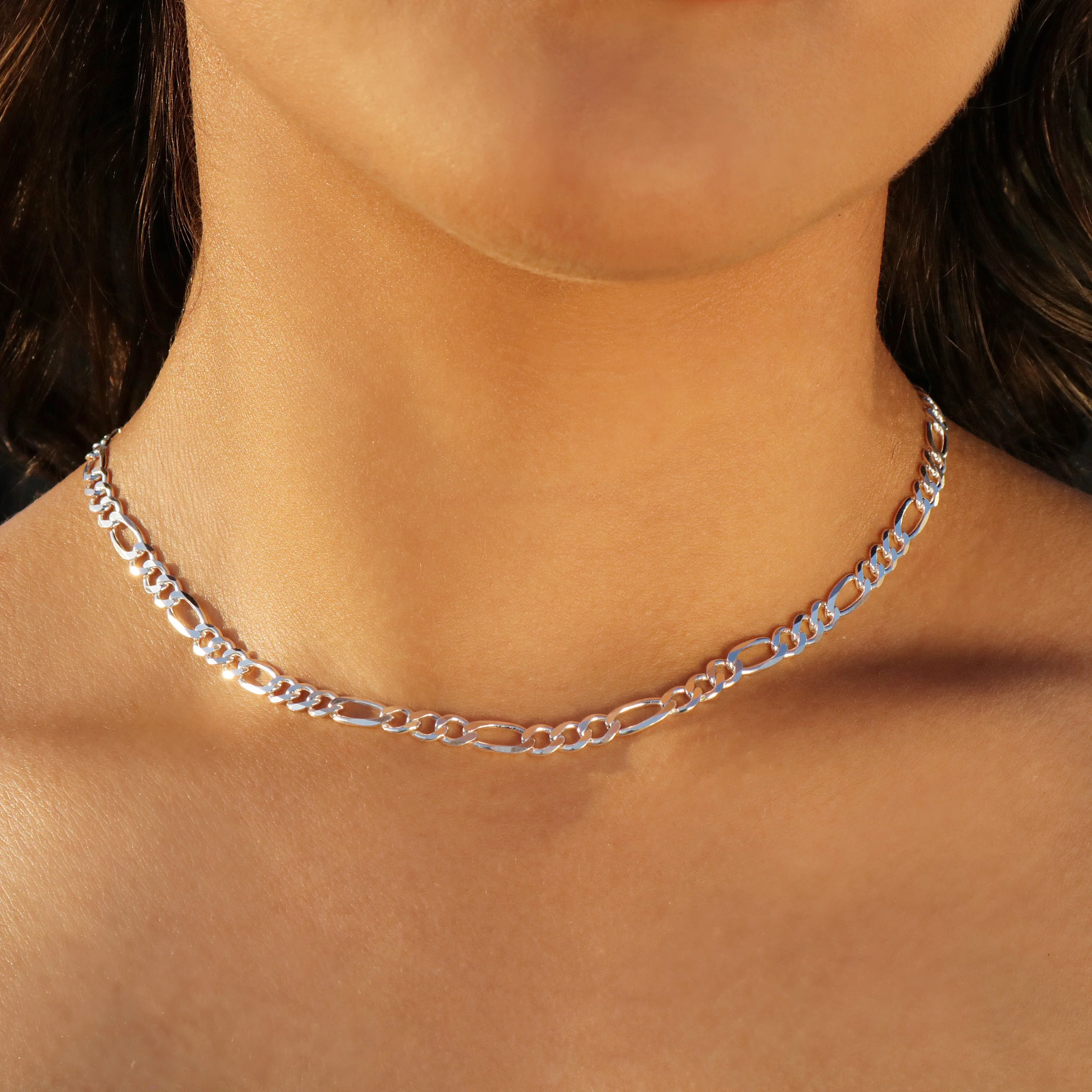 5mm Figaro Necklace - 925 Silver - Image 4