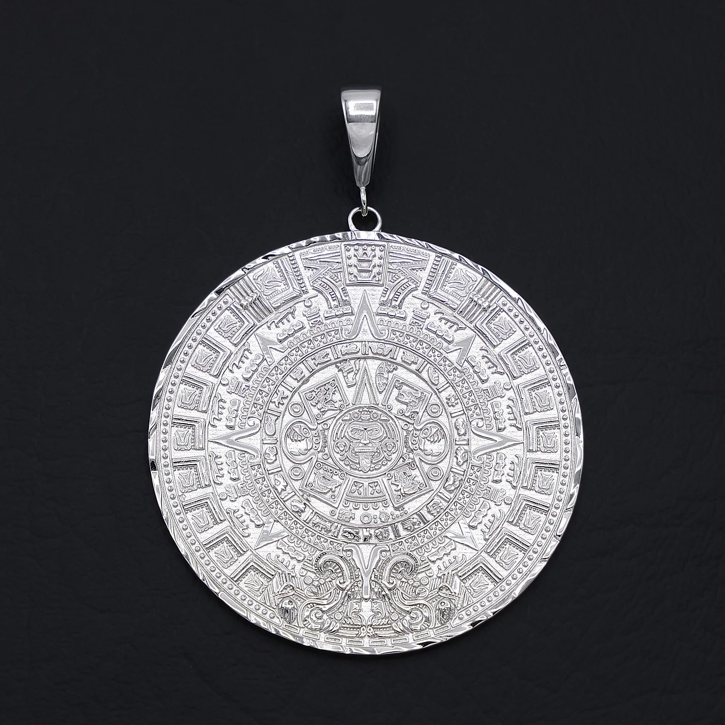 Big Aztec Calendar Pendant - 925 Silver - Image 2